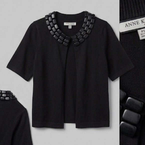 Anne Klein Sweaters - NWOT Anne Klein Short Sleeved Sweater Jacket Cardigan Black Size PS designer